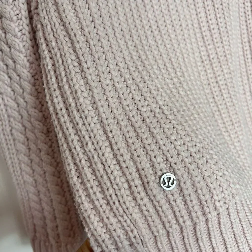 Lululemon Sweater Bring The Cozy Turtleneck Misty Pink Thick Cotton Cableknit 4